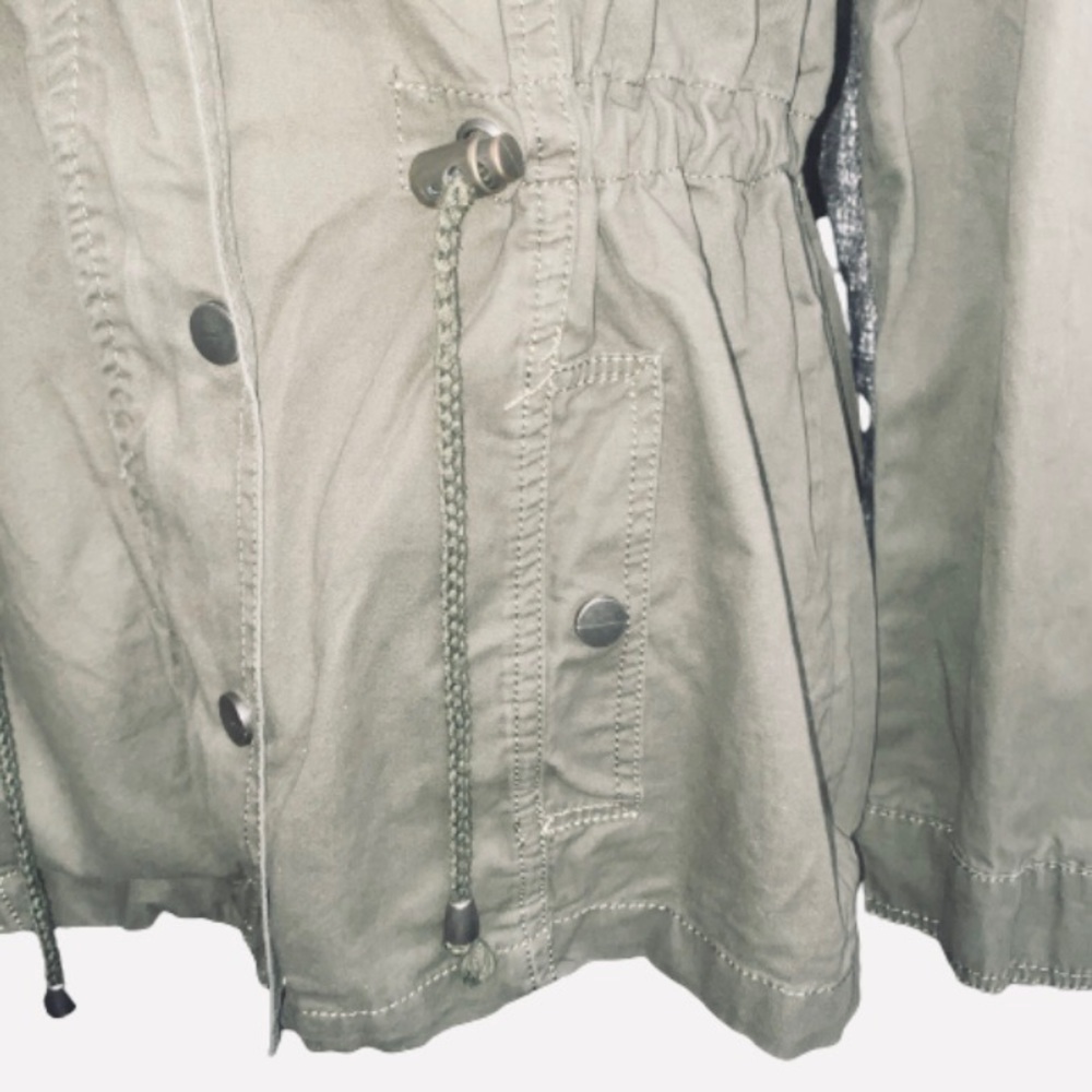 Ashley Brand Small Cargo Olive Green 100% Cotton Full Zip Hooded Utility Jacket - Picture 6 of 11